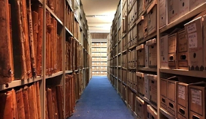 Archive shelf filled with books